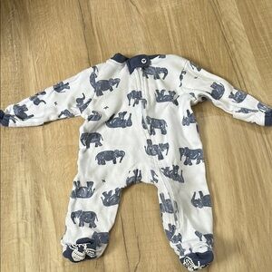 Burt's Bees Baby White and Blue Footie One Piece